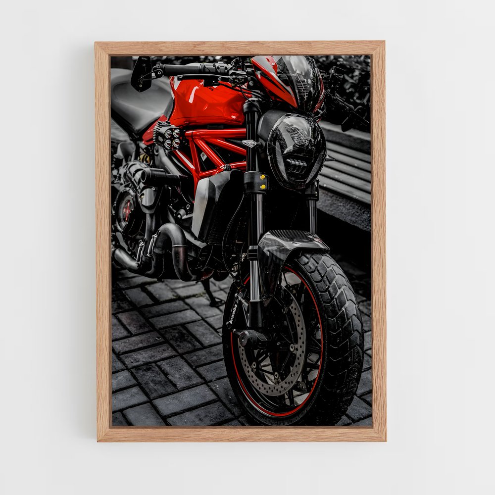 Poster Moto Rouge sur Briques – affiche Ducati (vue 4)